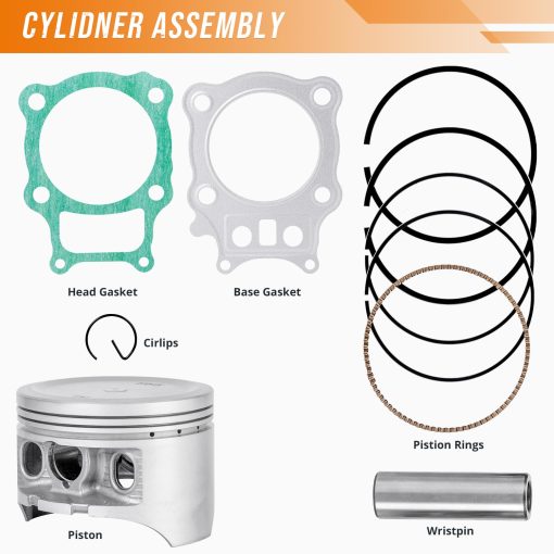 Cilindro Piston Compatible con Honda TRX350 78.5mm - Reemplaza Kit Top End de Cilindro Piston Junta Bujias - Imagen 7