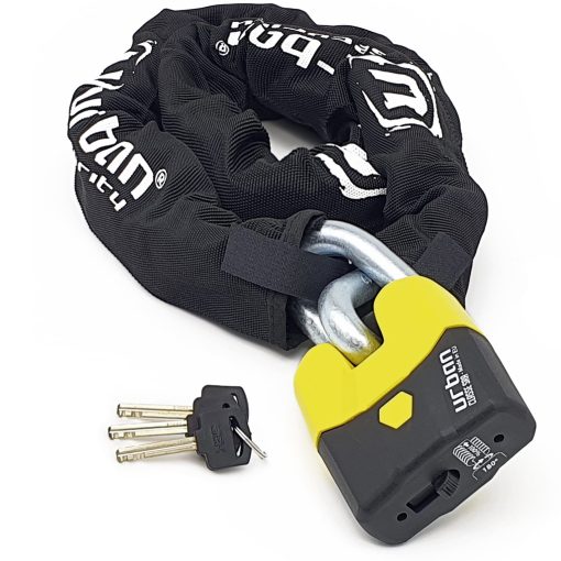 Candado de Cadena para Motocicleta Urban Security U8K120 Cadena de Alta Seguridad Para Motocicletas Candado Antirrobo Pesado Candado de Seguridad para Motocicleta, Cadena a Prueba de Cortes y Candado Resistente al Corte, Cadena de Bloqueo de Ciclo Aprobada por SRA, 120cm
