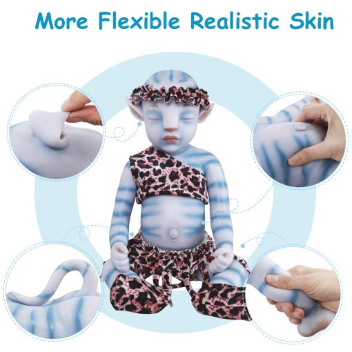 Muneca de bebe de silicona completa Vollence de 20 pulgadas estilo Avatar, no munecas de vinilo, muneca de bebe renacida real, muneca de bebe de silicona realista que parece real - Nina - Imagen 4