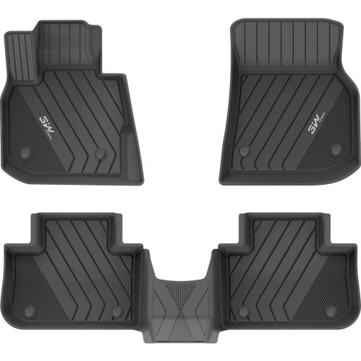 Tapetes de piso 3W 2018-2024 BMW X3 y 2019-2024 X4 & Forro de piso, Accesorios personalizados todo clima TPE para BMW X3/X4 X3 30i X3 M40i X3 30e X3 M BMW X4 M M40i xDrive30i Juego completo de tapetes para automovil, Negro