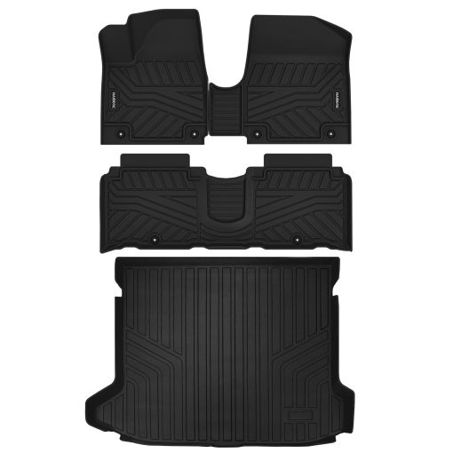 Juego de tapetes para piso Naibeve para Hyundai Ioniq 5 2022 2023 2024 - Consola Inamovible - Ajuste personalizado para Hyundai Ioniq 5 - Tapetes para piso y bandeja de carga a prueba de agua - Accesorios interiores