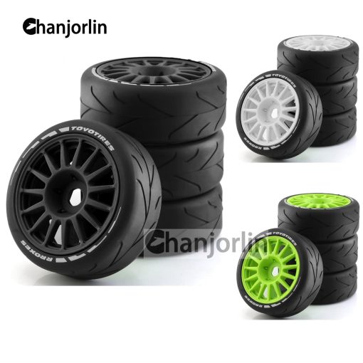 Llantas y Ruedas de Coche de Rally RC 1/8 17mm Hex 103mm Neumaticos de Goma para Coche de Carreras en Carretera RC a Escala 1:8 HPI WR8 HSP Hobao ARRMA Redcat Losi Kyosho VRX RC Rally Drift Car 4PCS (Negro A) - Imagen 7