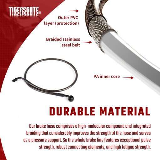 Manillar Ape Hanger de 12 pulgadas TIGERSGATE con Cable de Freno Delantero Negro de Acero Inoxidable Trenzado de Vinilo Negro Extendido para Harley Softail con Modelos ABS 2018-2022 - Imagen 5