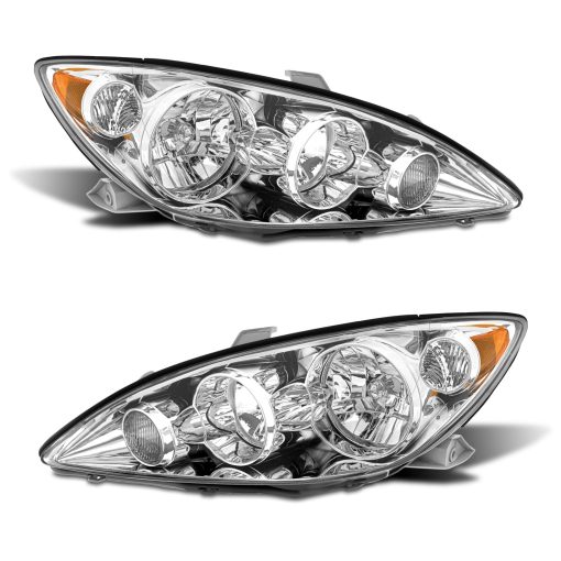 Conjunto de faros ADCARLIGHTS para Toyota Camry 2005-2006 compatible con 2005 2006 Carcasa Cromada con Reflector ambar Reemplazo del Faro Izquierdo y Derecho Par