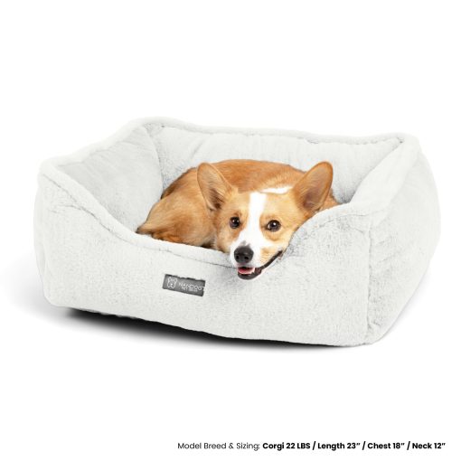Cama Lavable para Gatos y Perros de la Coleccion Cloud Prive de NANDOG para Razas Pequeñas a Medianas - Hecho de Tela de Micro Plush Ultra Suave - Diseño Reversible con Costuras Doblemente Cosidas (Marfil/Blanco Roto, Prive 25?) - Imagen 2