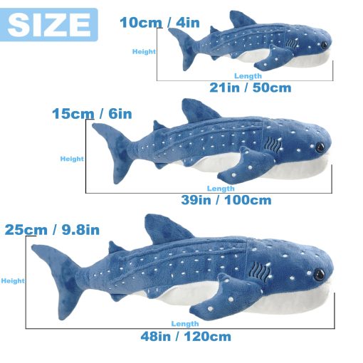 Peluche de tiburon ballena gigante de 48 pulgadas Mukouxun, juguete de felpa de tiburon ballena realista, grandes peluches de tiburon ballena enormes, peluches de ballenas grandes - Imagen 6