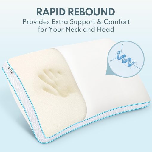 Set de 1 Almohada HEYCUZI Tamaño Queen para Dormir - Relleno Esponjoso de Microfibra Alternativa y Espuma de Memoria, Almohada Suave con Fuelle para Durmientes de Lado, Espalda y Estomago, Almohadas Transpirables de Hotel (Mediano) - Imagen 4