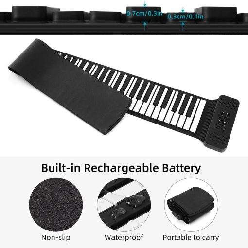Piano Plegable para Niños Lujex, Teclado Digital Flexible Suave para Principiantes y Niños (Negro-88 teclas) - Imagen 5