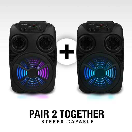Maquina de Karaoke Singsation, Altavoz de Sonido Dinamico de 8", Altavoz Bluetooth Portatil 5.0 con Microfono, Control Remoto, Show de Luces, Refuerzo de Bajos, USB y Micro SD, AUX y FM para Fiestas - Imagen 6