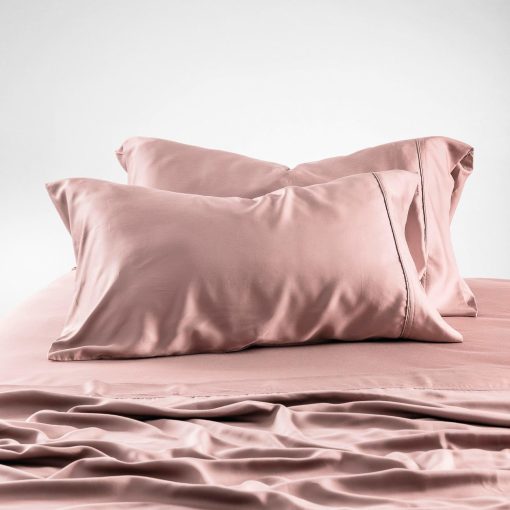 Juego de Sabanas de Tencel de Eucalipto Olive + Crate Luxury Series - Tamano Individual Completo - 4 Piezas - Sabanas de Cama Super Suaves y Frescas | Bolsillo Profundo de hasta 16'' - Sabana Bajera Ajustable y 2 Fundas de Almohada - Rosa Rubor - Imagen 5