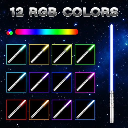 Sable de Luz Duelo - Sables Laser de Balanceo Suave con 16 Colores Cambiables FX Sable con 4 Fuentes de Sonido, Empuñadura de Metal para Adolescentes Adultos Duelos Pesados, FOC, Blaster (Plata) - Imagen 3