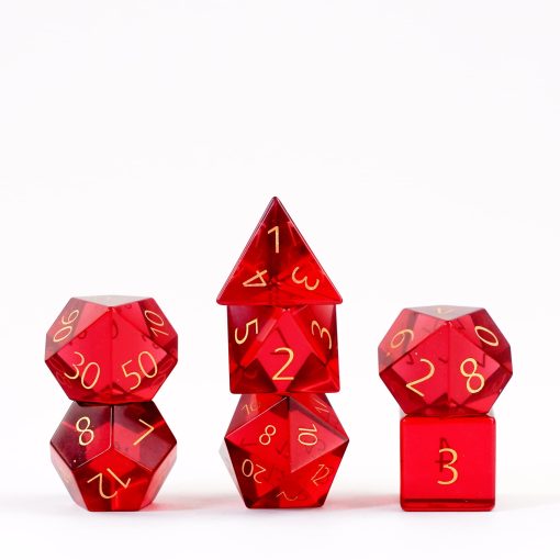 Set de Dados Poliedricos FanRoll de Metallic Dice Games 16mm de Piedra de Nacimiento: Grabados en Rubi de Julio, Dados de Rol para Dungeons and Dragons