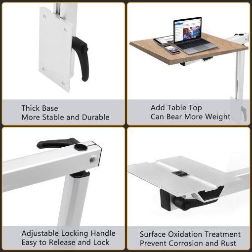 Pata de Mesa Desmontable Virego para Accesorios de RV, Pata de Mesa de Ordenador Portatil de Aleacion de Aluminio con Rotacion de 360 Grados, Pata de Mesa Ajustable en Altura para Caravanas, Autocaravanas, Yates, Facil de Instalar - Imagen 4