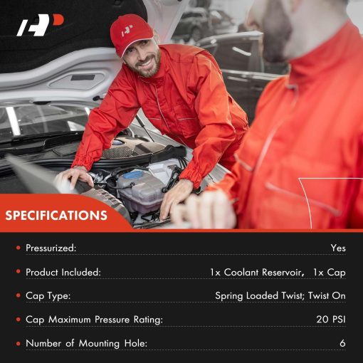 Deposito de recuperacion y expansion de refrigerante del motor A-Premium con tapa compatible con Volvo WG 1996-2000, WI 1996-1998, Reemplaza # 212013201, 212013202 - Imagen 2