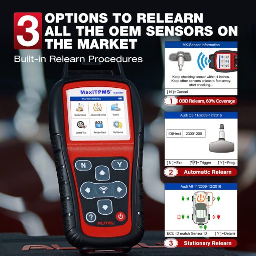 Autel MaxiTPMS TS508WF KIT Herramienta TPMS, Version 2024 WiFi de TS601/ TS508K/ TS508, con 4 sensores MX de 315+433Mhz, Programacion TPMS, Reaprendizaje/Activacion OBD, Borrado de DTCs TPMS, Actualizaciones Gratuitas de por Vida - Imagen 4