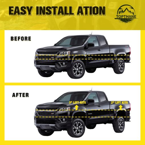 Kits de elevacion de nivelacion de 3" delantero y 2" trasero para Nissan Frontier 2WD/4WD 2005-2022 - Incluye kit de bloques de elevacion y pernos de U ampliados cuadrados para Nissan Frontier 2WD/4WD 2005-2022 - Imagen 2
