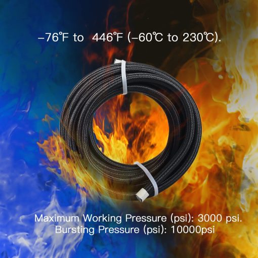 Kit de manguera de combustible trenzada de acero inoxidable de nylon de PTFE GSTP 6AN 3/8 E85 10FT de transmision de linea de enfriador de aceite Negro - Imagen 6
