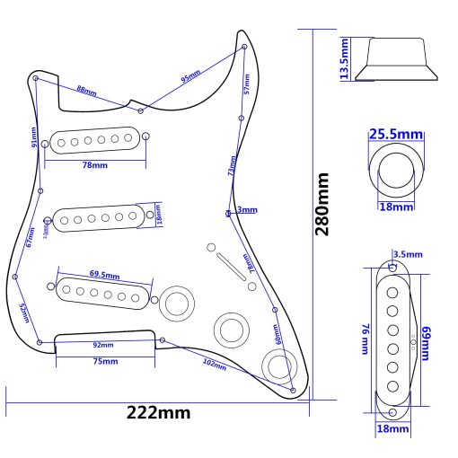 Yootones 11-Hole 3-Ply SSS Prewired Loaded Pickguard con Pastillas de Bobina Simple Compatible con Guitarra Electrica Stratocaster Squier USA/Mexico (Rojo Perla) - Imagen 5