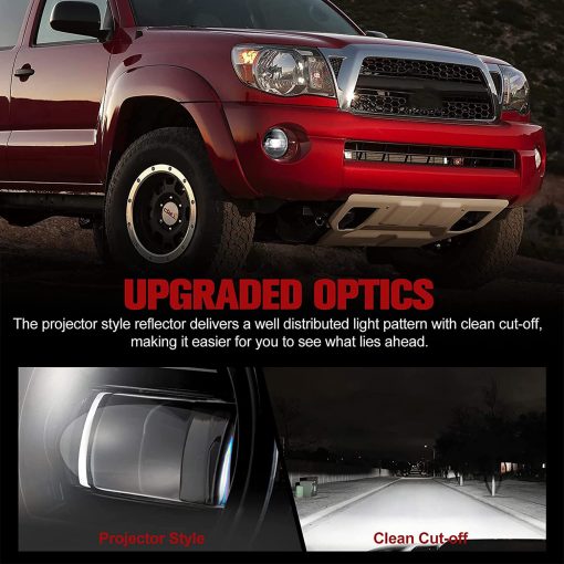 FIERYRED LED Luz Antiniebla Compatible con Tacoma 2005-2011/Solara 2004-2006/Sequoia 2008-2015/Tundra 2007-2013 Lampara de Niebla LED, Reemplazo de Parachoques Delantero Offroad - Negro, 1 Par - Imagen 3