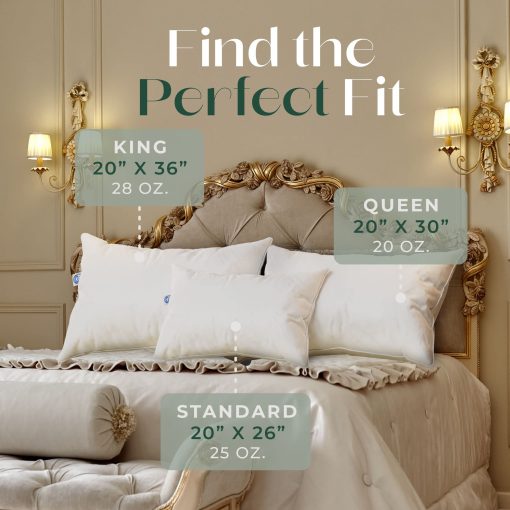 Juego de 2 almohadas de tamano Queen de East Coast Bedding - Almohada de lujo firme de hotel para una cama de lujo - Almohada de 100% plumon de ganso europeo 800FP - Almohada sin plumas para dormir - Imagen 4