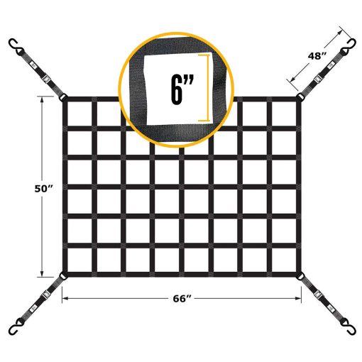 Red de carga corta para cama de camioneta US Cargo Control, 5.5 pies x 4.2 pies, red de carga para camion pesado para camas de camionetas con ganchos en S y hebillas de leva, ideal para camas de camiones y remolques - Imagen 2