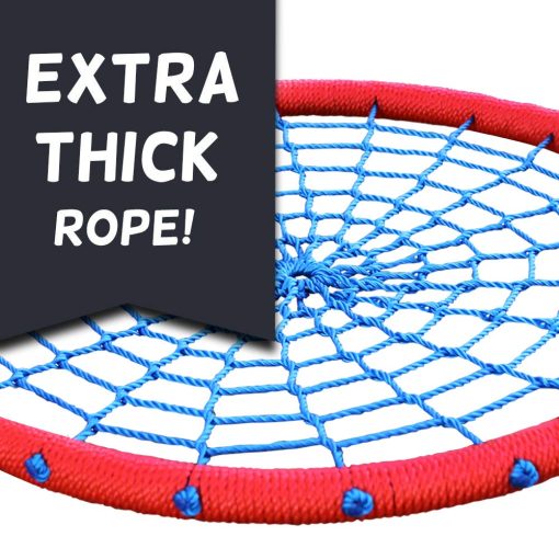 Columpio arbol Araña Gigante Royal Oak de 40", Capacidad de Peso de 600 lb, Marco de Acero Duradero, Impermeable, Cuerdas Ajustables, Juego de Bandera de Regalo y 2 Mosquetones, Diversion Sin Fin para Niños (Rojo y Azul) - Imagen 5