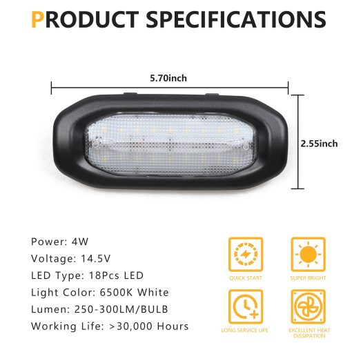 Luces LED de Interior RERPRO para Reemplazo de Luces de Techo Compatible con Jeep Wrangler JL 4 Door 2018-2024 Accesorios Luz de Techo de Lectura Trasera, Mapa de Carga Superior, Kit de Luz de Techo Blanco 6500K 18 LEDs - Imagen 9
