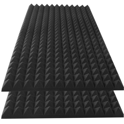 2 Pack Paneles Acusticos en Forma de Piramide, 48''X24''X2'' Paneles de Espuma a Prueba de Sonido, Paneles de Pared Insonorizantes, Paneles Absorbentes de Sonido para un Aislamiento Acustico Efectivo, Espuma de Tratamiento Acustico para el Hogar