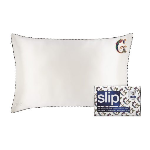Funda de Almohada de Seda Pura para Reina - 100% Seda Pura de Morera de 22 Mommes - Tamano Estandar Reina - Anti-Envejecimiento, Anti-Cabeza de Cama, Anti-Arrugas del Sueno, Coleccion Inicial: Letra G (20" x 30")