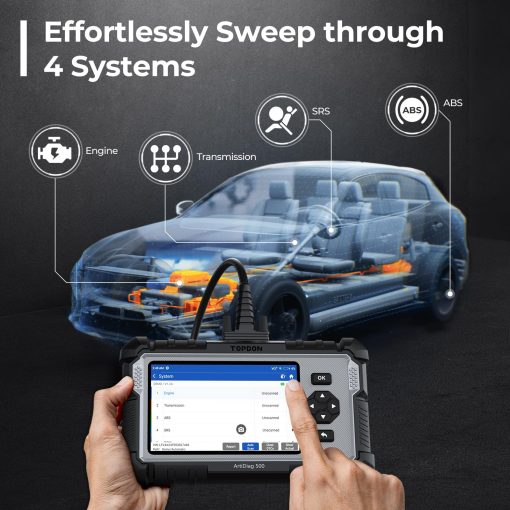 TOPDON AD500 Escaner OBD2 Lector de Codigos para Coche, Herramienta de Diagnostico de Motor ABS SRS Transmision, Reinicio de Aceite/Acelerador/SAS/TPMS/BMS/EPB Escaner de Coche, Actualizacion Gratuita para Hacedores de Bricolaje - Imagen 3