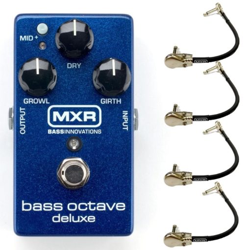 Pedal de Efectos MXR M288 Bass Octave Deluxe con 4 Cables de Conexion MXR en angulo Recto
