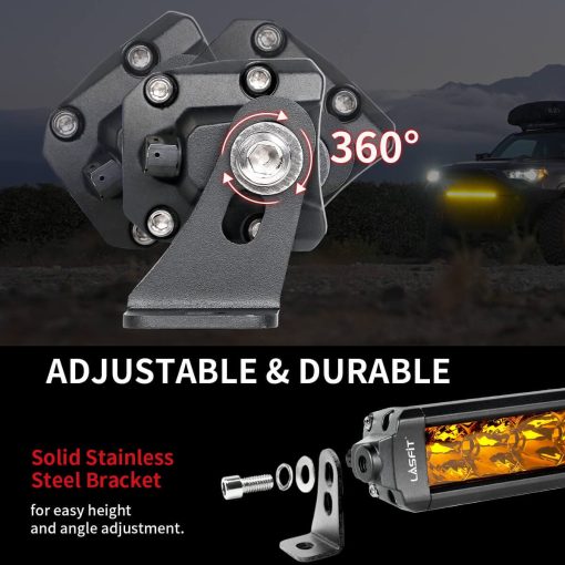 Barra de luz ambar Lasfit de 12 pulgadas, Barra de luz LED resistente al agua IP67, Barra de luz LED amarilla de fila simple, Barra de luz off-road para conduccion nocturna/nublada para camioneta, camion, SUV, ATV, UTV Bumper - Imagen 7