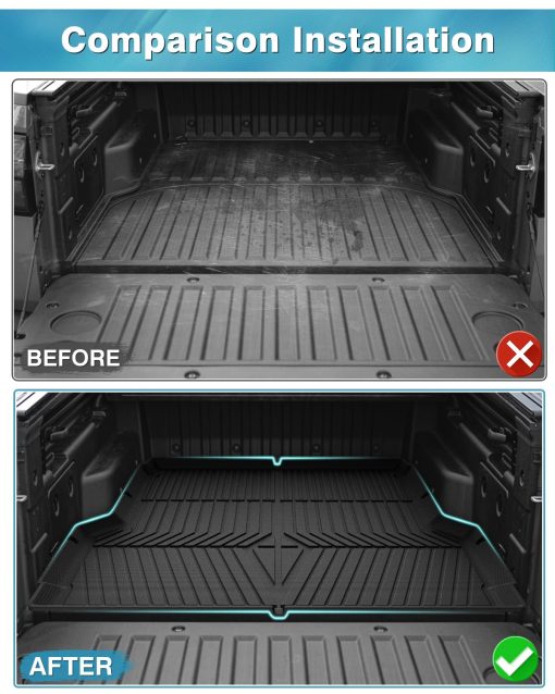 Tapete para cama de camion Mixsuper para Hyundai Santa Cruz 2022-2024, Compatible con cama de 4.3 pies, Protector de cama resistente a todas las condiciones climaticas de TPE duradero e inodoro en negro - Imagen 3