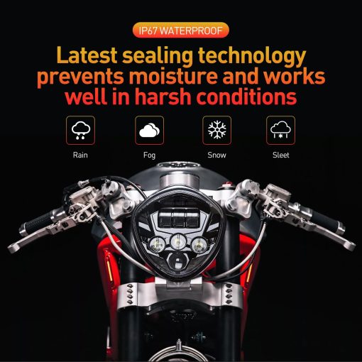 Faro Delantero LED de Motocicleta AVOUZ 7 pulgadas con Luces Blancas y Rojas de Marcha Diurna (DRL) con Soportes Universales para Motocicletas Compatible con Harley Davidson, Kawasaki, Ducati, Suzuki, Yamaha, Victory, Honda - Imagen 2