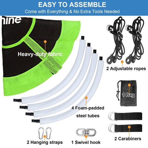 Hishine 43" Columpio con Forma de Platillo para Ninos, Gira 360?, Columpio Volador Impermeable con Giro, Correas de Colgar, Cuerdas Ajustables, Columpio Giratorio Redondo para arbol/Parque Infantil (Verde) - Imagen 6