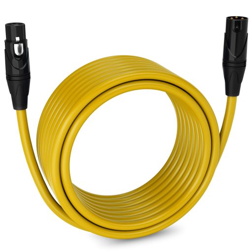 Cable de Microfono XLR LyxPro de 30 Pies Balanceado Macho a Hembra 3 Pines para Altavoces Potenciados Interfaz de Audio Profesional Rendimiento de Audio Pro y Dispositivos de Grabacion - Amarillo