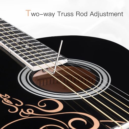 Guitarra Acustica Concert WINZZ AF227A de 39 Pulgadas con Kit Completo, Diseno de Vid Delicado - Imagen 7