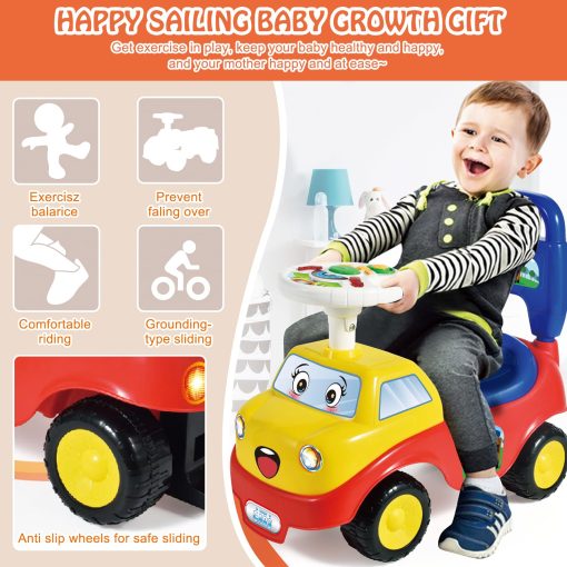Carros de Montar para Ninos HAHONIA, Coche Deslizante con Musica y Almacenamiento Inferior, Juguete para Ninos de 36 Meses + Ninos Pequenos 51x25x45cm - Imagen 2