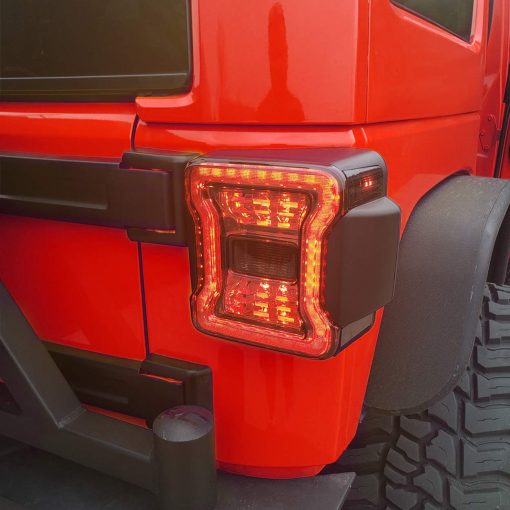 Luces traseras de lentes ahumados LED para Jeep Wrangler JK/JKU 2007-2018, Luces traseras con apariencia JL con funciones de Luz de marcha, Luz de freno, Luz de giro y Luz de reversa, Par - Imagen 5