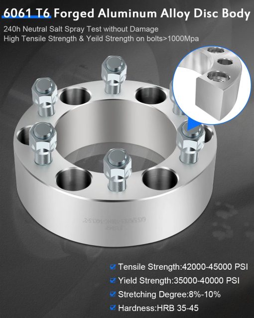 ECCPP 2PCS 2" 6x5.5 a 6x5.5 Separadores de Rueda 6x139.7 a 6x139.7 108mm 14x1.5 Pernos para Chevrolet Silverado 1500 1999-2014, Suburban 1500 2000-2014 y Tahoe 1995-2014 - Imagen 7