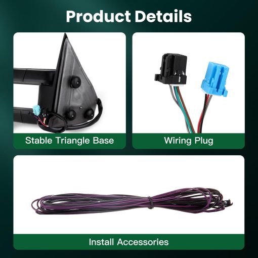 Espejos de remolque SCITOO Espejos de remolque negros Espejos de camiones para Chevrolet Silverado/GMC Sierra 1500 2500 3500 (07 Estilo nuevo) con par izquierdo y derecho Ajuste electrico Calefaccion Luz de senal de giro - Imagen 5