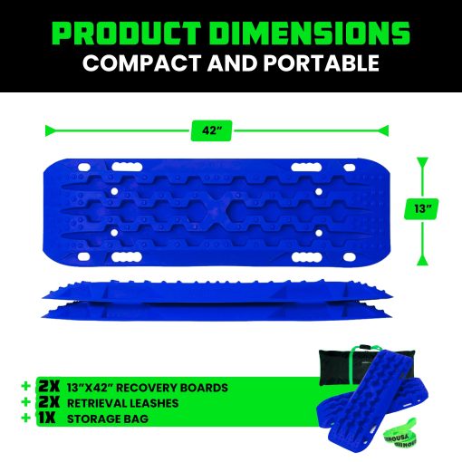 Tablas de traccion de recuperacion Rhino USA - Tablero definitivo para vehiculos 4x4 fuera de carretera - Los mejores accesorios todoterreno para arena, barro y nieve - Incluye bolsa de transporte con cremallera resistente - Imagen 5