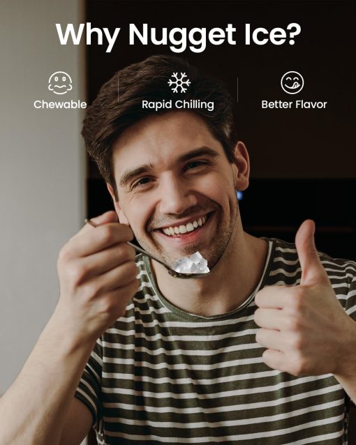 Maquina de Hielo para Hielo en Pepitas en la Encimera, 33 Lbs/Dia Maquina de Hielo Sonic, Maquina de Hielo en la Encimera con Hielo Masticable Amigable con los Dientes, Maquina de Hielo con Funcion de Autolimpieza - Imagen 5