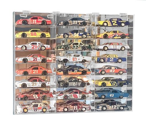 Estuche de Exhibicion Acrilico Transparente para Autos de Juguete a Escala 1:24, 24 Compartimentos, AHW24