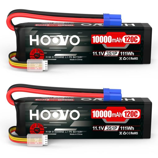 Bateria Lipo HOOVO 3S 11.1V 10000mAh 120C con Conector EC5 para Coches RC, Drones, DJI, FPV, Aviones RC, Hobby de Carreras 2 Pack