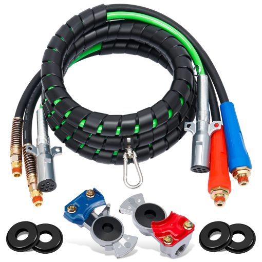 YiaChuii 12ft 3 en 1 Manguera de Linea de Aire ABS y Potencia con Conexiones de Aire y 4 Sellos de Conexion para Tractor Remolque Camion Semi