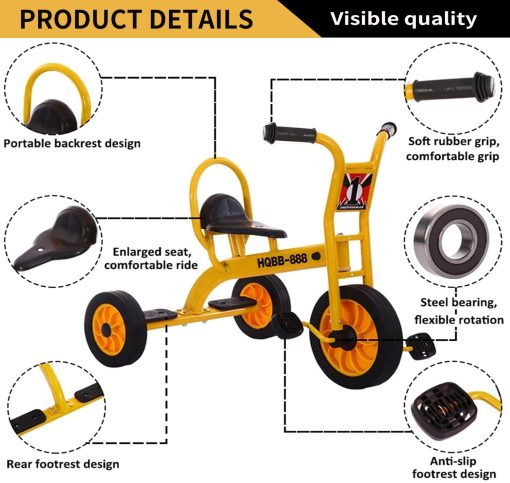 Triciclo para ninos preescolares en el patio de recreo, triciclo para ninos de guarderia, bicicletas para ninos desde los 2 anos en adelante, equipo de juegos de patio de recreo al aire libre triciclos - Imagen 3