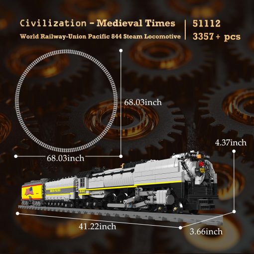 JMBricklayer Juego de Trenes Bloques de Construccion Kit, Tren de Vapor UP844 Control Remoto con Luces 51112, Juego de Construccion de Trenes Modelo para Adultos, Regalos de Trenes de Navidad para Adolescentes 14+, 3357 Piezas - Imagen 6