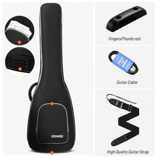 Guitarra Electrica Donner 39 Pulgadas Cuerpo Solido Principiante Kit Sunburst Tamano Completo, con Bolsa, Correa, Cable, para Principiantes, DLP-124S - Imagen 6