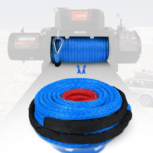 Cuerda de Malacate Sintetica ZESUPER 3/8" x 100ft Dyneema 12 Strand Cable de Malacate de Remolque de Coche Kit de Recuperacion todoterreno Linea de Malacate de reemplazo 26,500 lbs para Vehiculo 4WD Todo Terreno Camion SUV Jeep - Imagen 6